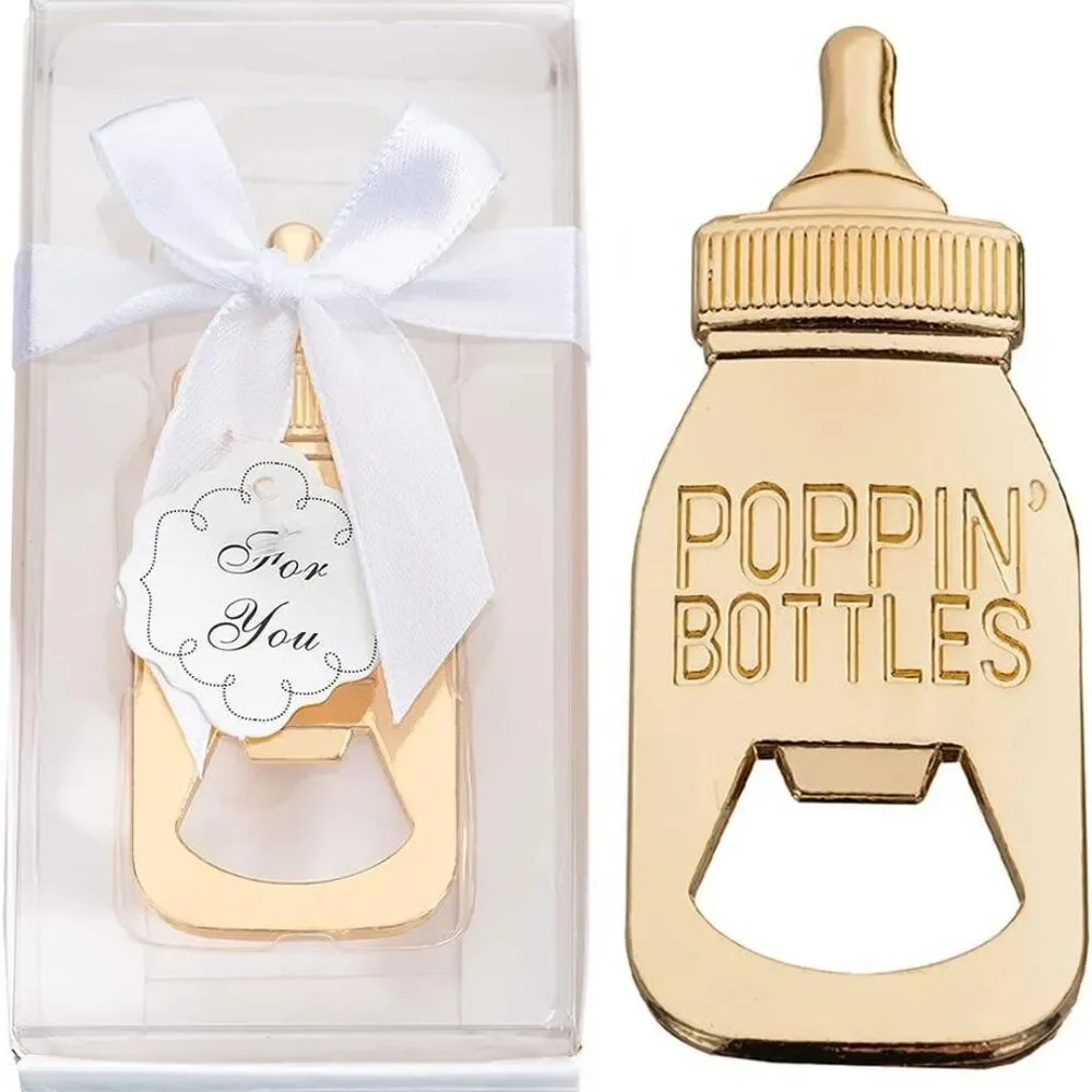 Set of 24 Boxed 'Poppin Bottles' Gold Bottle Opener‎s Baby Shower Gifts Favors